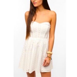 Urban Outfitters Kimchi Blue White Strapless Eyelet Mini Dress